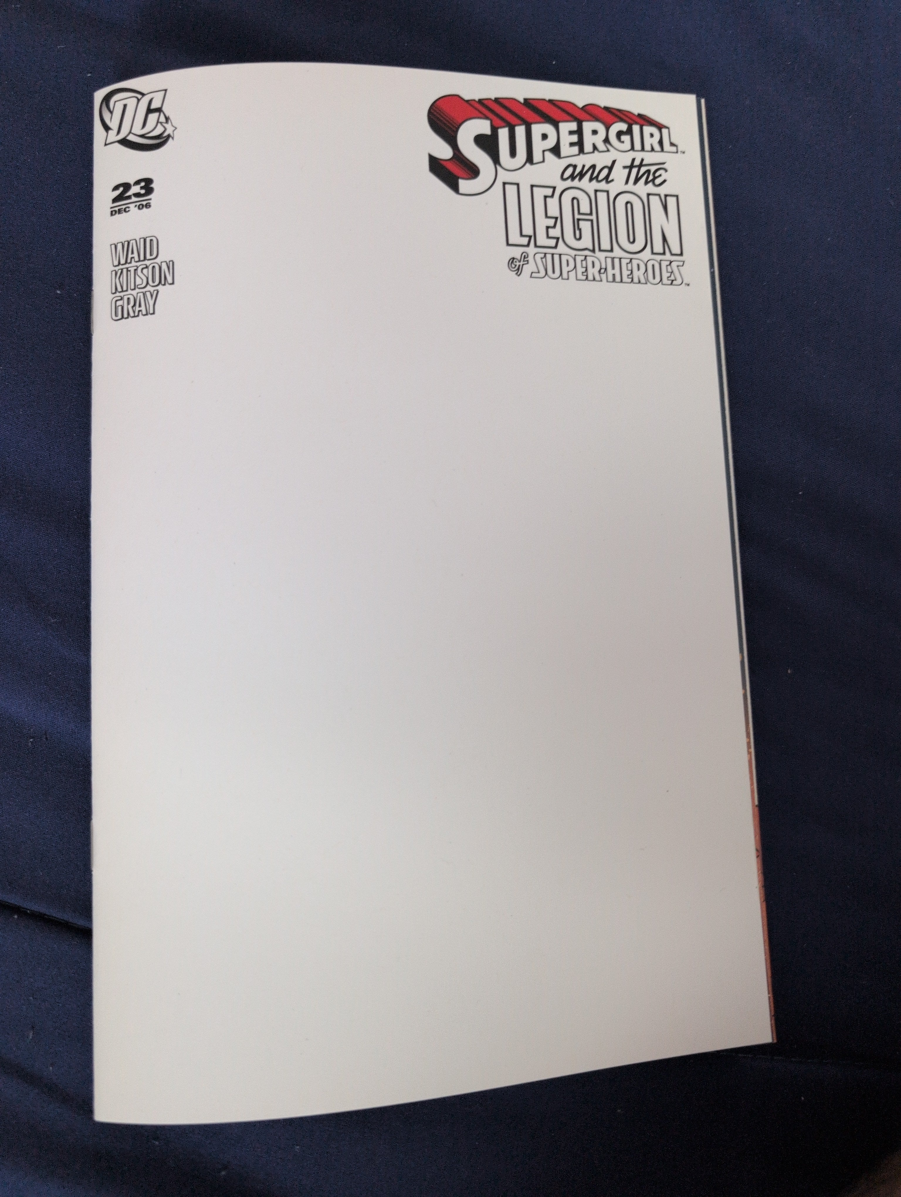 Supergirl and the legion of superheroes #23 blank sketch cover